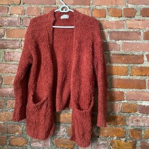 Burnt red fuzzy cardigan